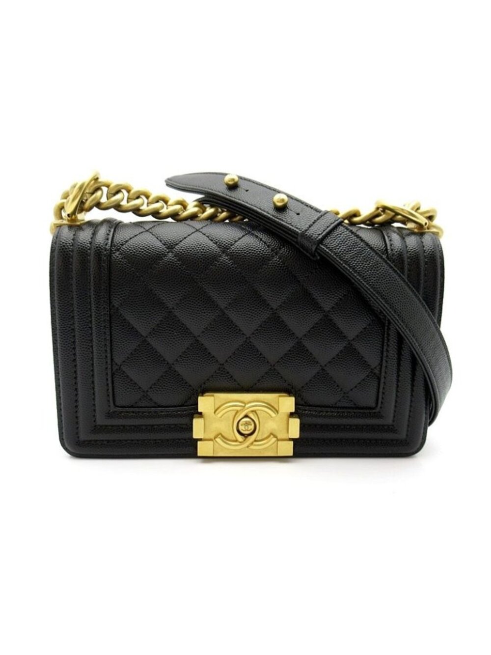 Chanel Boy Small Chain Shoulder Bag Caviar Leather Black